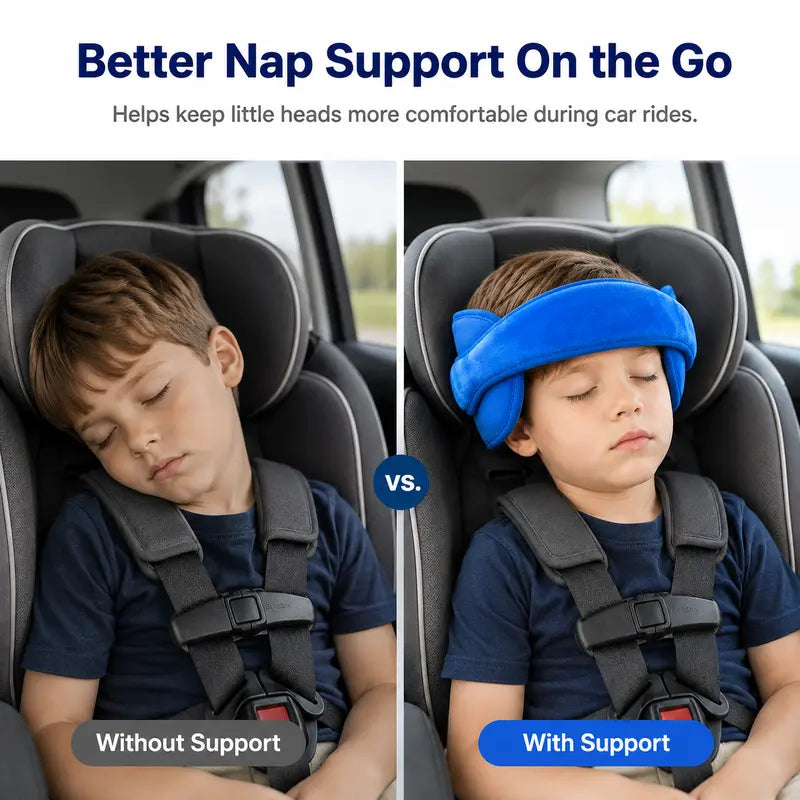 Sangle de maintien de tête pour siège auto enfant, bandeau de sieste réglable en peluche douce avec coussins latéraux rembourrés
