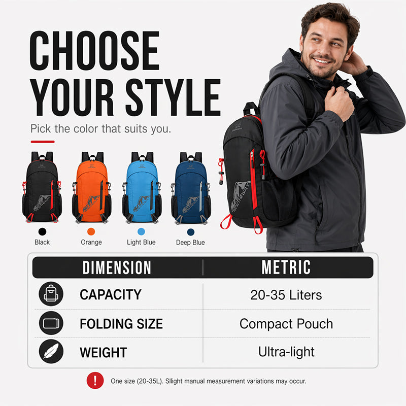 Sac à dos de camping pliable et imperméable