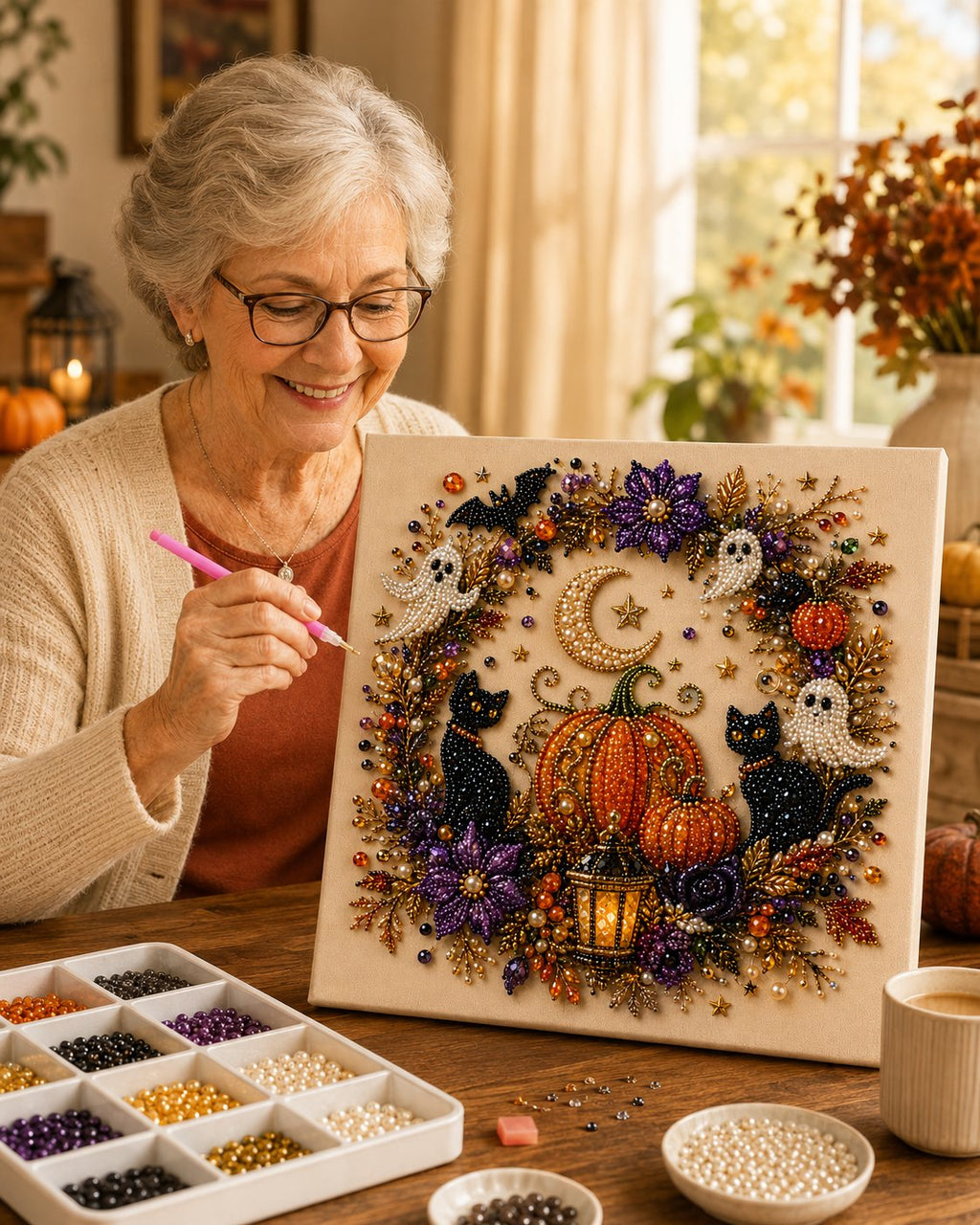 Kit de bricolage artistique Halloween Perle – Transformez de minuscules perles en magie effrayante et mignonne
