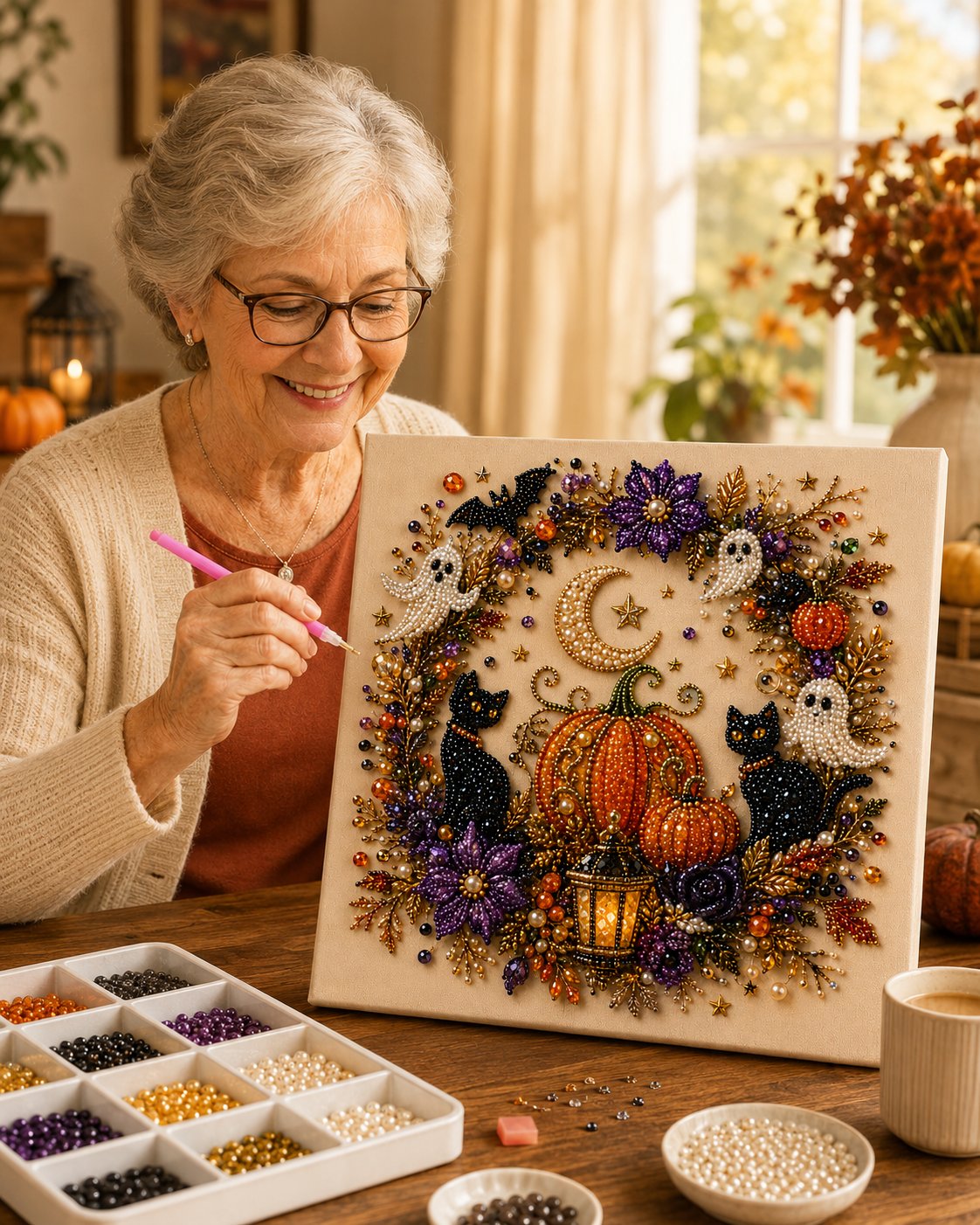 Kit de bricolage artistique Halloween Perle – Transformez de minuscules perles en magie effrayante et mignonne