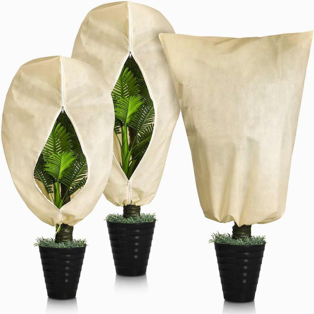 Housse de protection antigel non tissée pour plantes, protection contre le froid hivernal avec cordon de serrage et fermeture éclair pour arbustes et arbres
