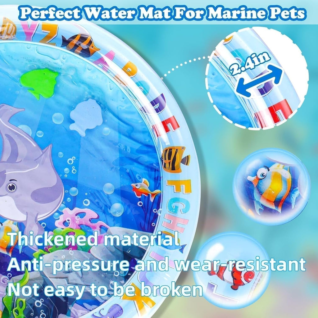 Tapis d'eau pour animal de compagnie – jouet interactif avec poissons flottants + tapis rafraîchissant pour l'été