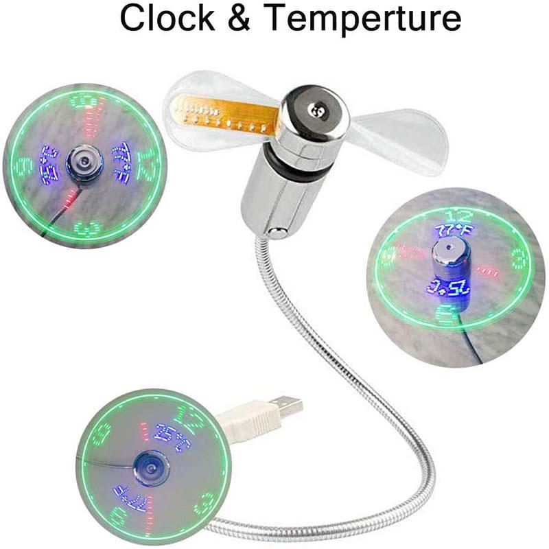 Ventilateur USB 2026 avec éclairage horloge LED