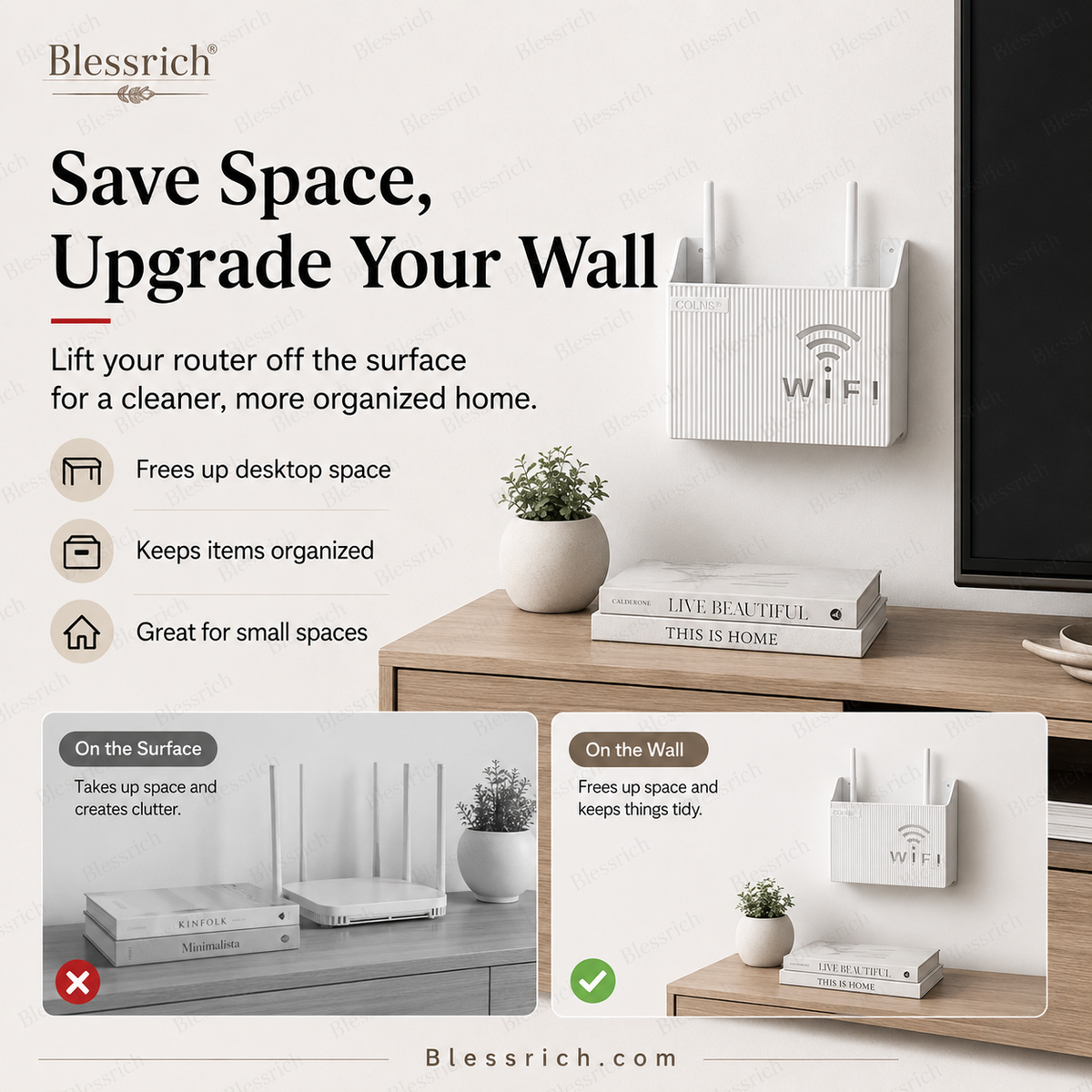 Support de rangement mural pour routeur WiFi