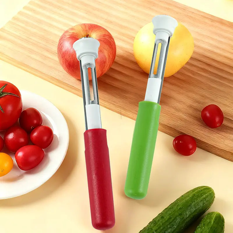 Évidoir et éplucheur 2-en-1 – Acier inoxydable – Plus de 95K vendus – parfait pour une préparation rapide des fruits – facile à utiliser et à nettoyer