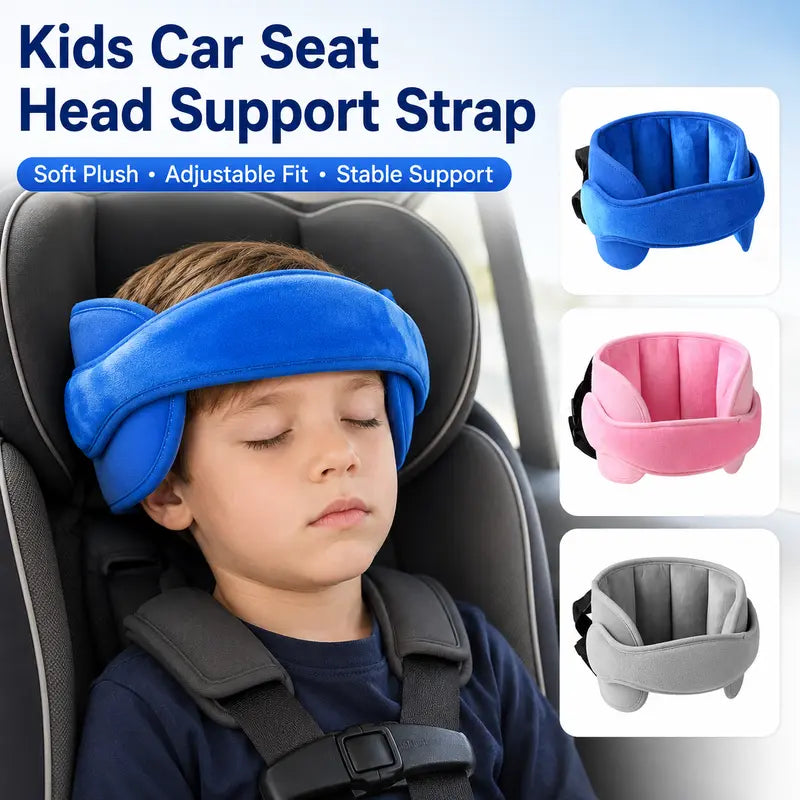 Sangle de maintien de tête pour siège auto enfant, bandeau de sieste réglable en peluche douce avec coussins latéraux rembourrés