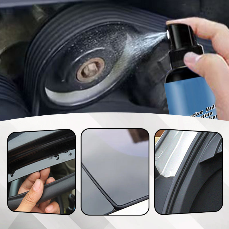 Spray lubrifiant et silencieux pour courroies automobiles