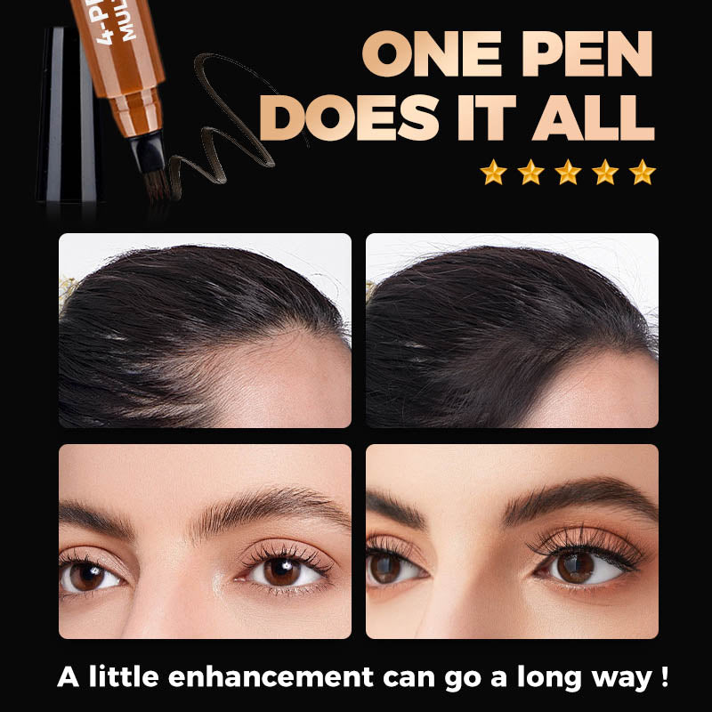 Stylo multi-usages à 4 pointes - Pour combler les zones clairsemées des sourcils et de la barbe