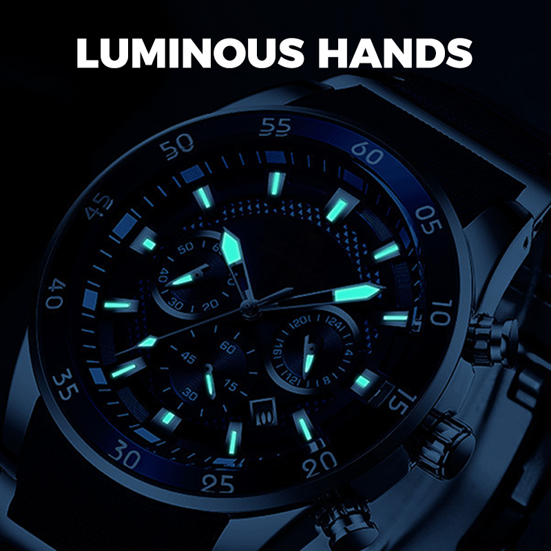 Montre à quartz multifonction étanche pour homme