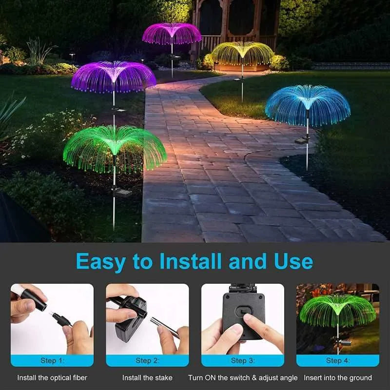 Lampe de jardin solaire – Lampe méduse à couleurs changeantes