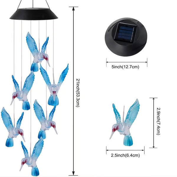 Illuminez votre jardin avec ces carillons éoliens solaires créatifs à motif d'oiseaux