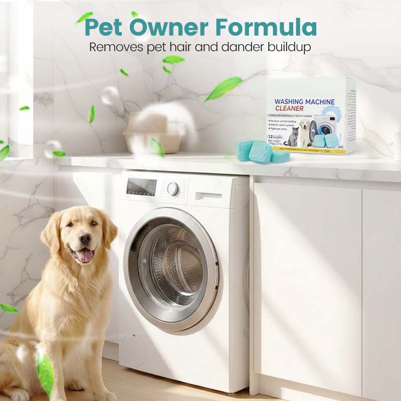 Économisez ce printemps : Nettoyant pour machine à laver spécial maisons avec animaux – Puissant éliminateur de squames et de saletés tenaces | 12 tablettes pour un entretien mensuel