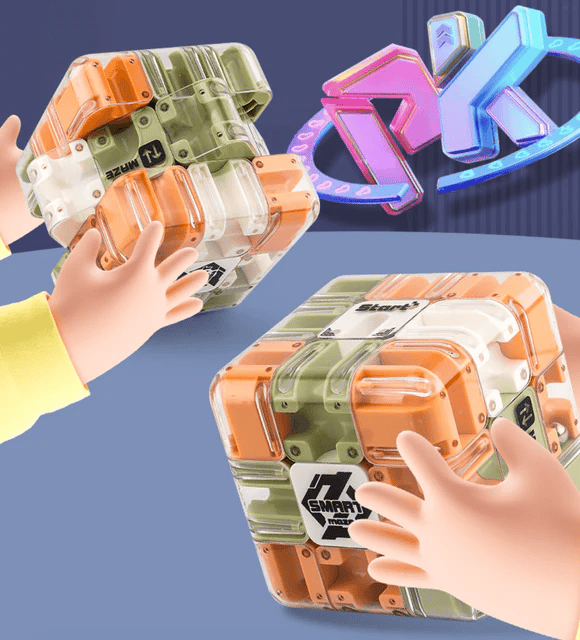 MAINTENANT ! Cube labyrinthe 3D géant - 120 parcours stimulants avec rotation fluide pour le développement cognitif et le plaisir