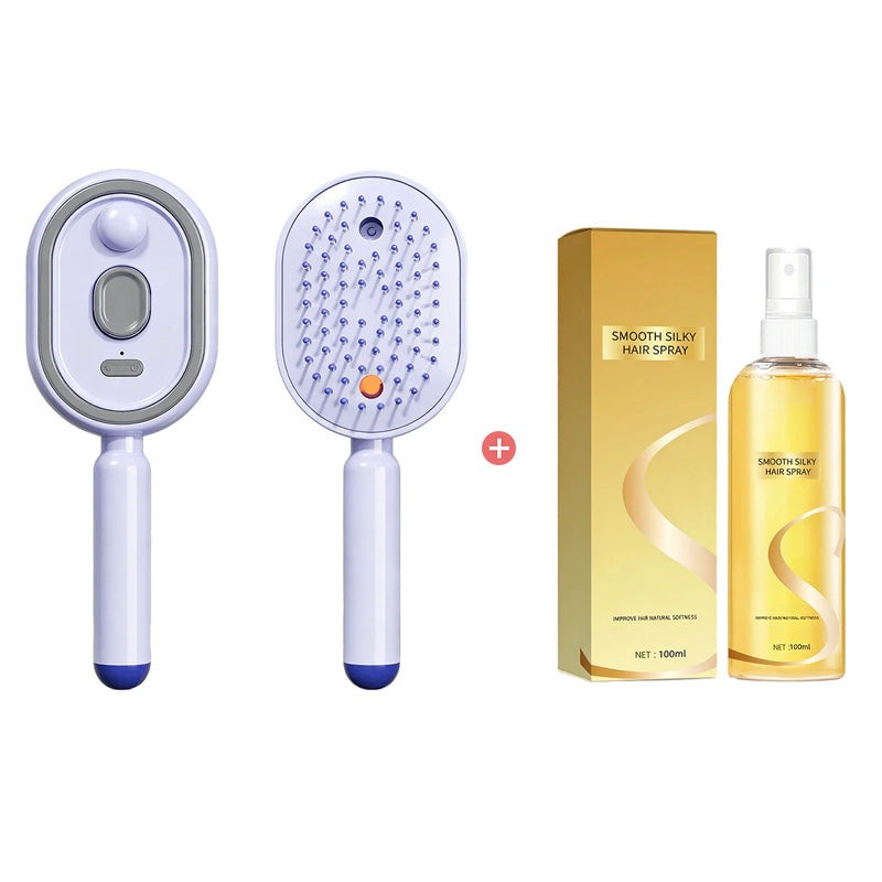 Brosse à cheveux électrique avec pulvérisateur et massage