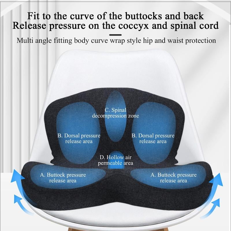 MAINTENANT ! Coussin d'assise en mousse à mémoire de forme antidérapant - Soulagement de la sciatique, maille respirante et ajustement universel