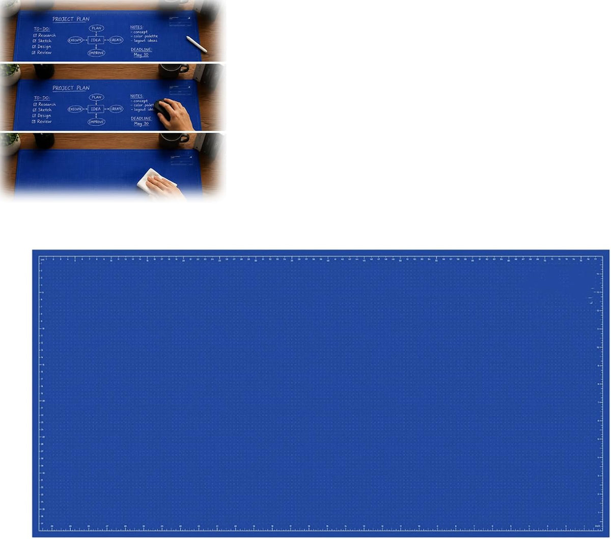 MAINTENANT ! Grand tapis de bureau réutilisable Inscriptible©\Pad de travail de planification créatif multifonction©\Tampon de bureau effaçable pour esquisse, planification de projet et espace de travail de bureau