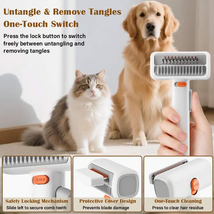 Peigne de toilettage et démêlant 2 en 1 pour animaux