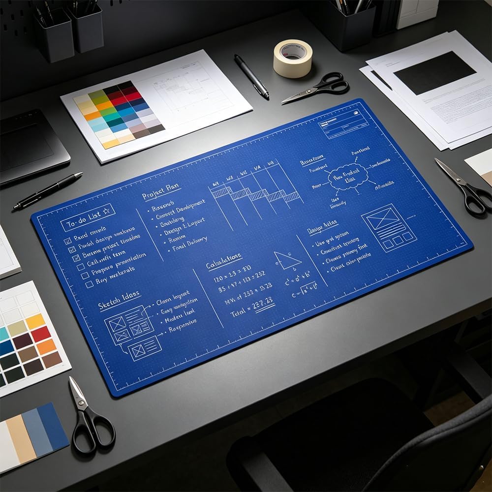 MAINTENANT ! Grand tapis de bureau réutilisable Inscriptible©\Pad de travail de planification créatif multifonction©\Tampon de bureau effaçable pour esquisse, planification de projet et espace de travail de bureau