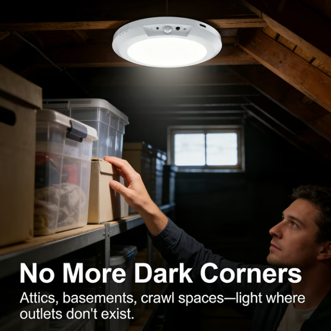 Plafonnier rechargeable à détecteur de mouvement avec télécommande