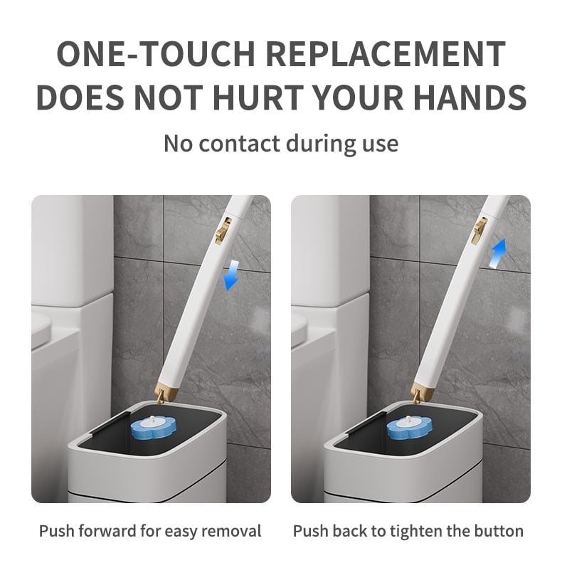 Ensemble brosse de toilette murale innovante à têtes jetables