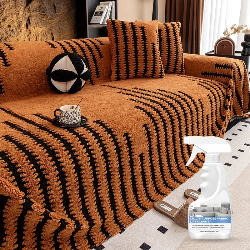 Housse de canapé antidérapante en peluche douce