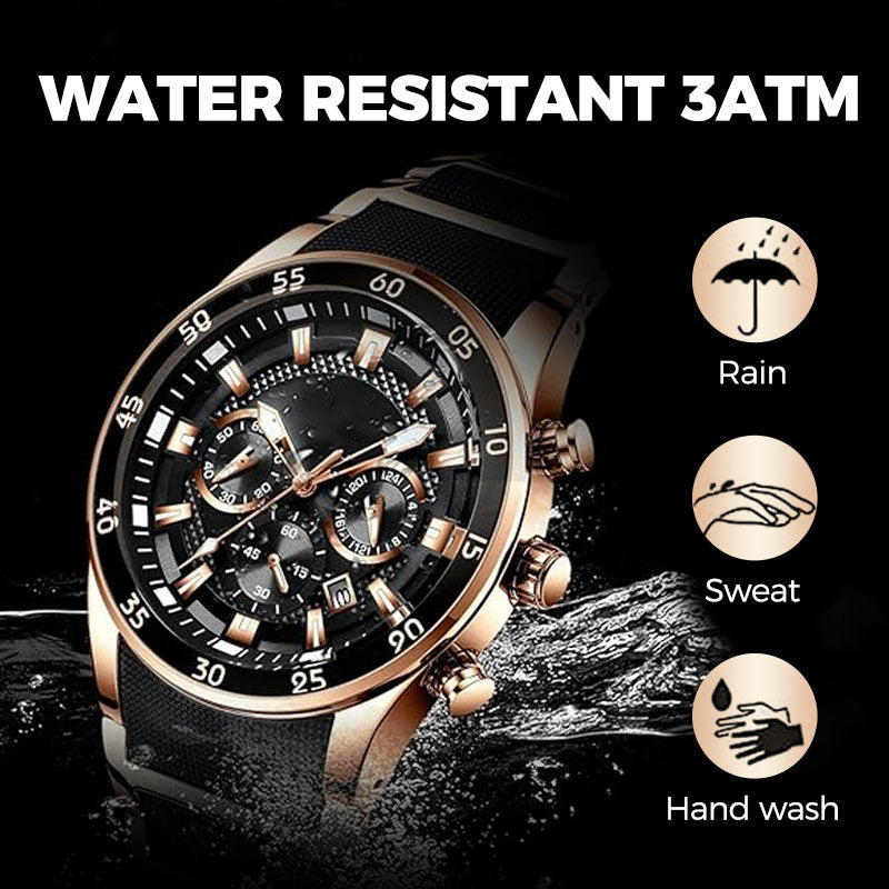 Montre à quartz multifonction étanche pour homme