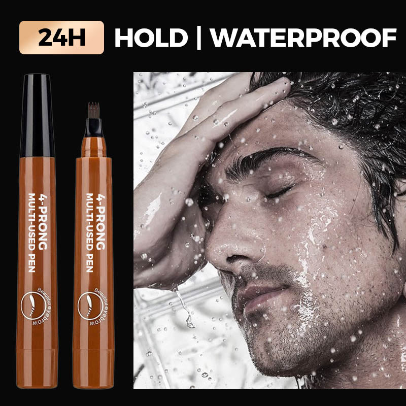 Stylo multi-usages à 4 pointes - Pour combler les zones clairsemées des sourcils et de la barbe