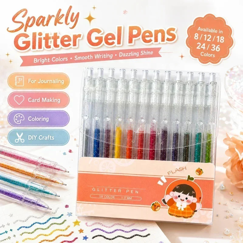 Ensemble de stylos gel à paillettes