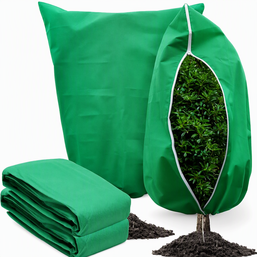 Housse de protection antigel non tissée pour plantes, protection contre le froid hivernal avec cordon de serrage et fermeture éclair pour arbustes et arbres