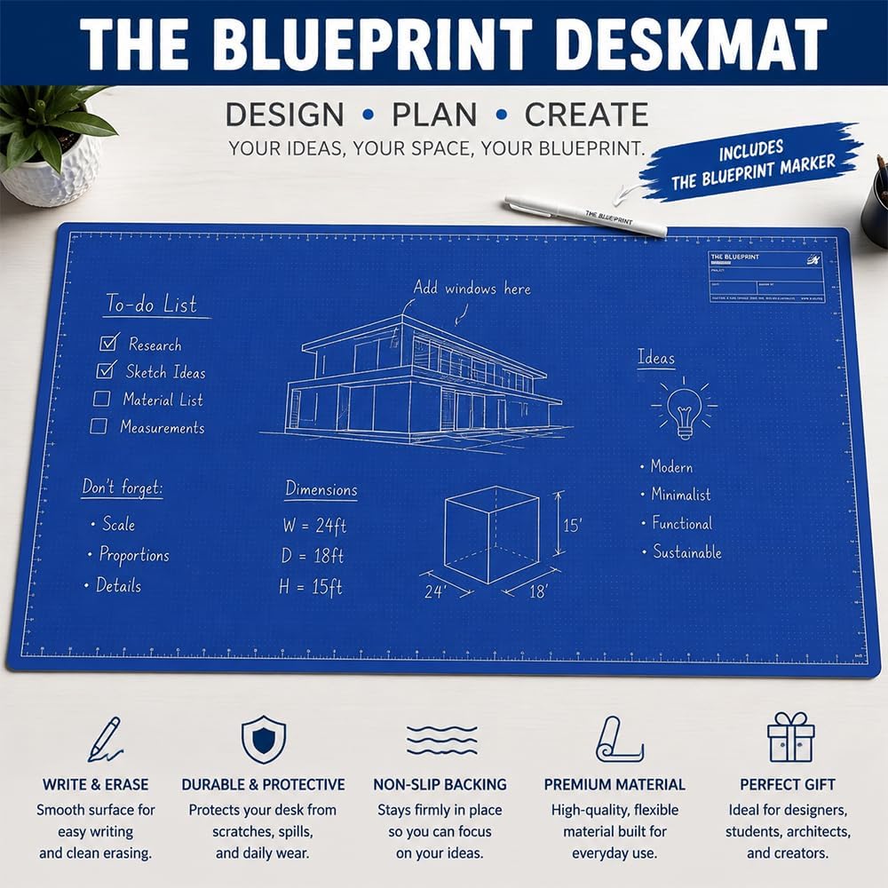 MAINTENANT ! Grand tapis de bureau réutilisable Inscriptible©\Pad de travail de planification créatif multifonction©\Tampon de bureau effaçable pour esquisse, planification de projet et espace de travail de bureau