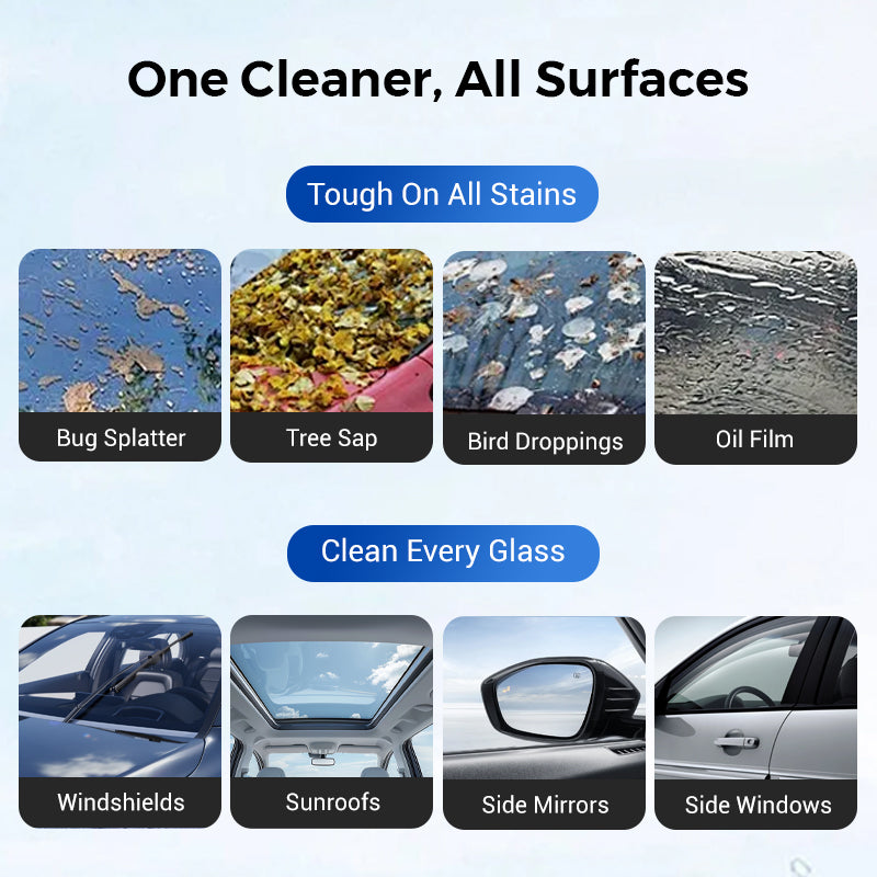Nettoyant éliminateur de film gras pour vitres latérales de voiture