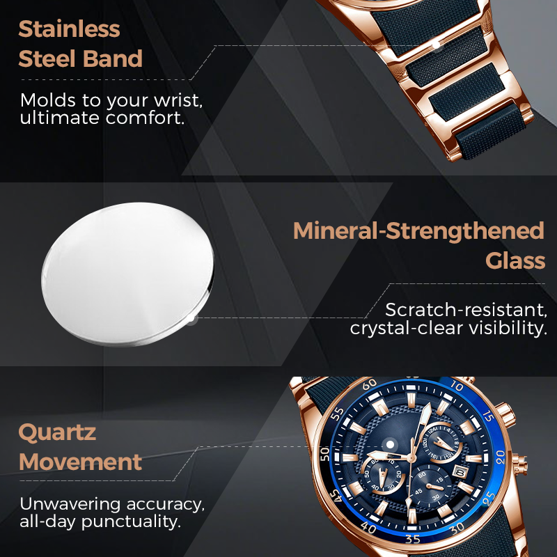 Montre à quartz multifonction étanche pour homme