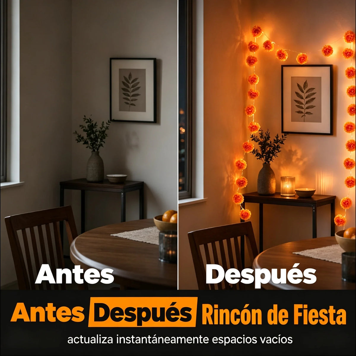 50 % DE RÉDUCTION POUR UNE DURÉE LIMITÉE ! Guirlande lumineuse de cempasúchil – Éclat orange pour honorer et célébrer le Día de Muertos