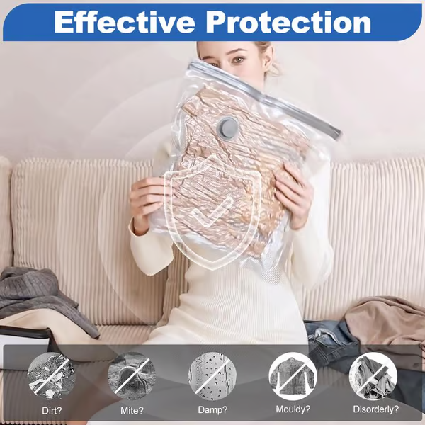 Lot de 6 sacs de compression pour aspirateur électrique USB – Rangement peu encombrant, joint hermétique, réutilisable et durable