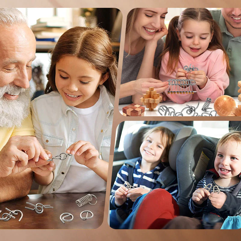 Résolution de puzzles Montessori en métal