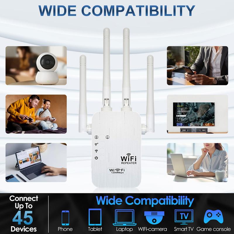 Répéteur WiFi Double Bande (5GHz/2.4GHz) 1200Mbps 2026 Couvre 930 m² et 50 Appareils