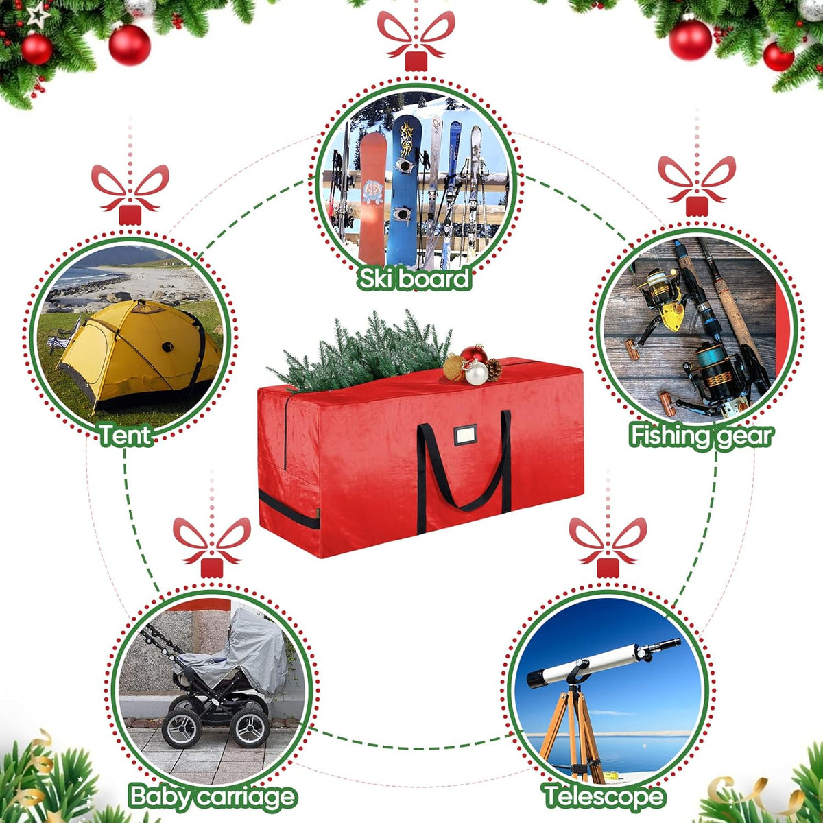 Sac de rangement durable et étanche pour sapins de Noël