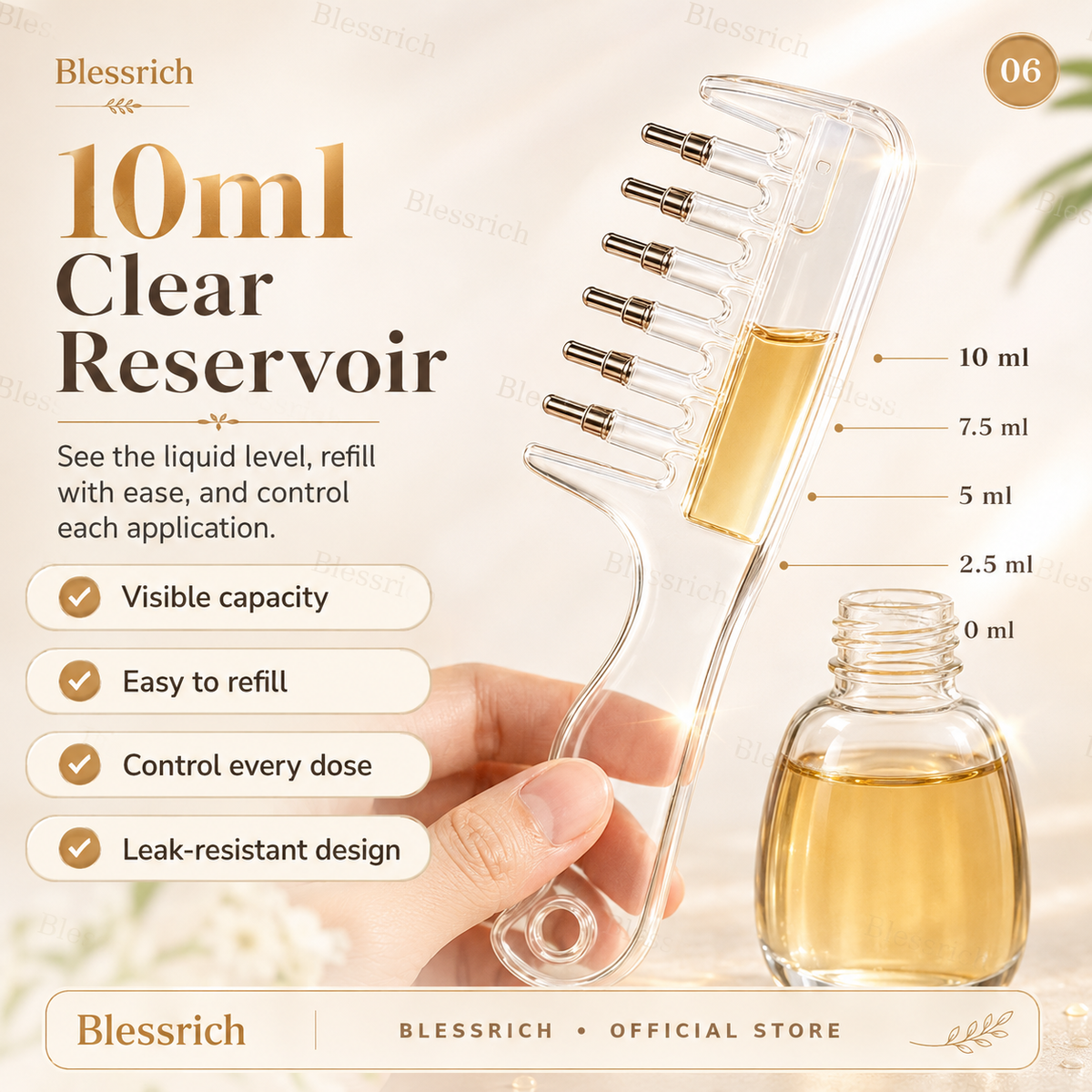 Peigne applicateur de sérum pour le cuir chevelu