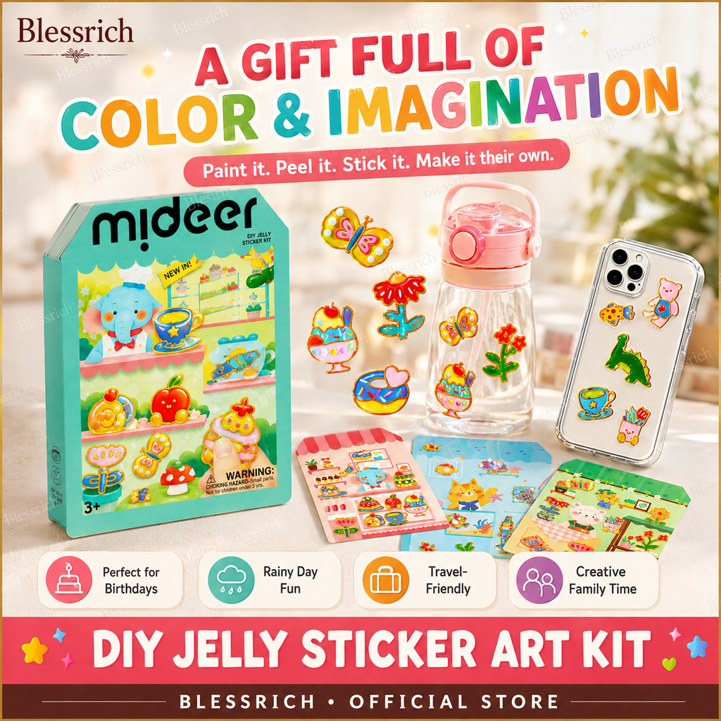 Crée tes propres autocollants en gel ! Kit de peinture, décolle et colle pour enfants, 4 thèmes amusants + kit de bricolage complet