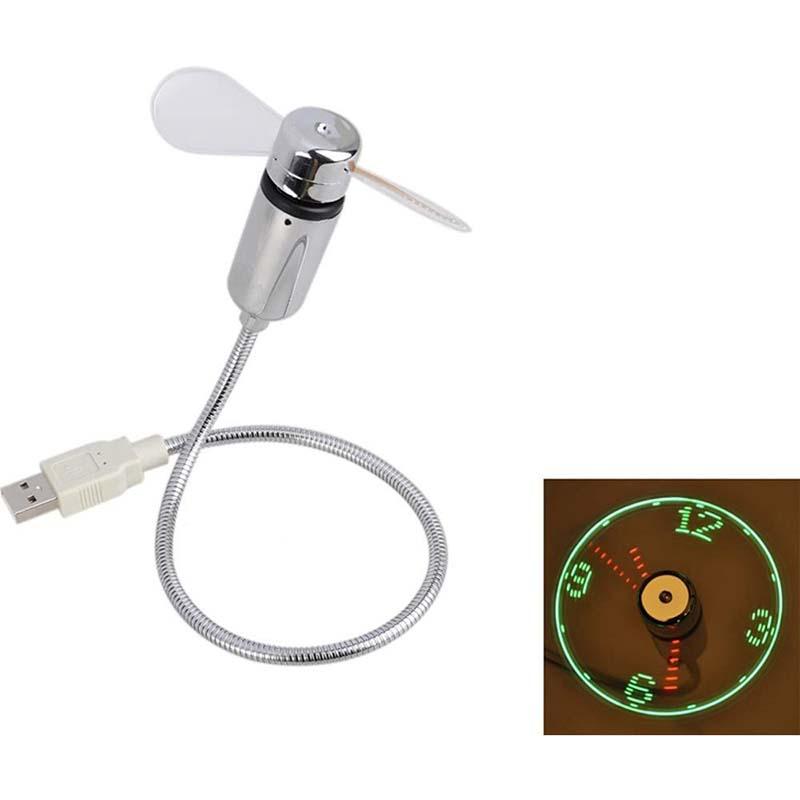 Ventilateur USB 2026 avec éclairage horloge LED