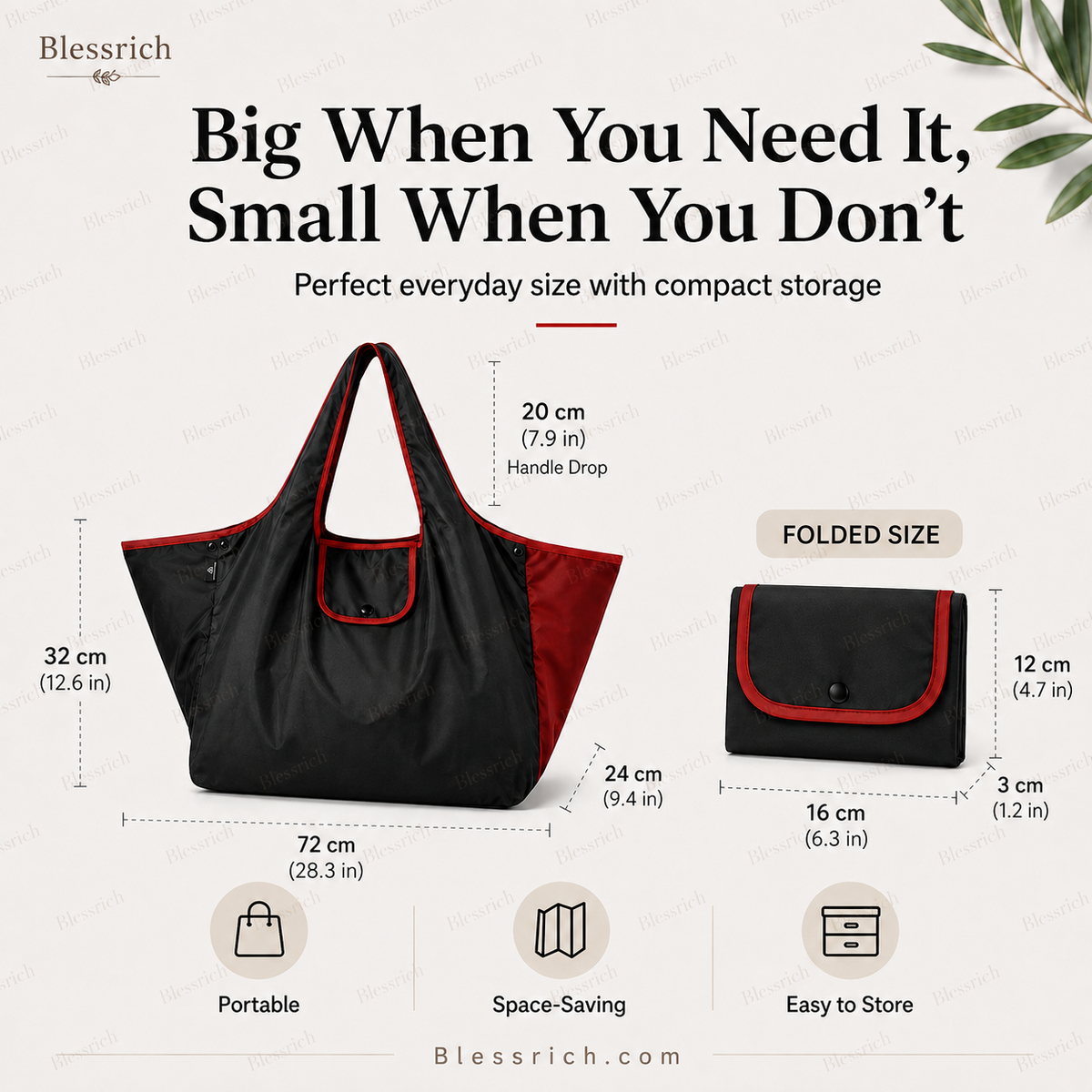 Sac de courses pliable réutilisable – Grande capacité, léger et lavable