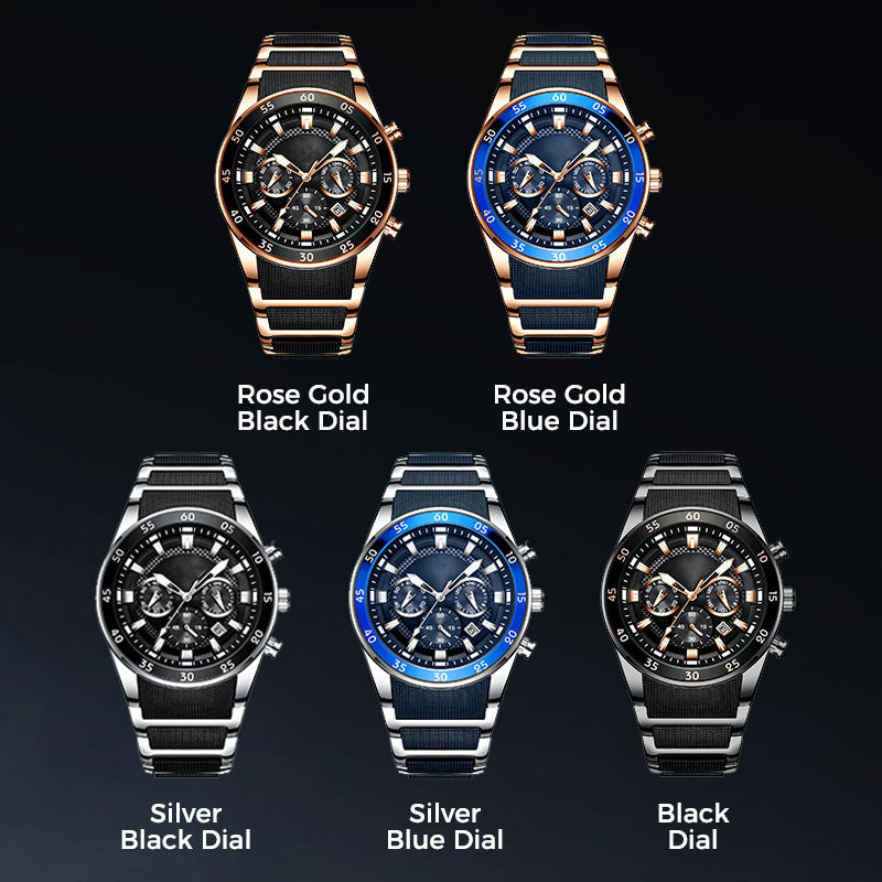 Montre à quartz multifonction étanche pour homme