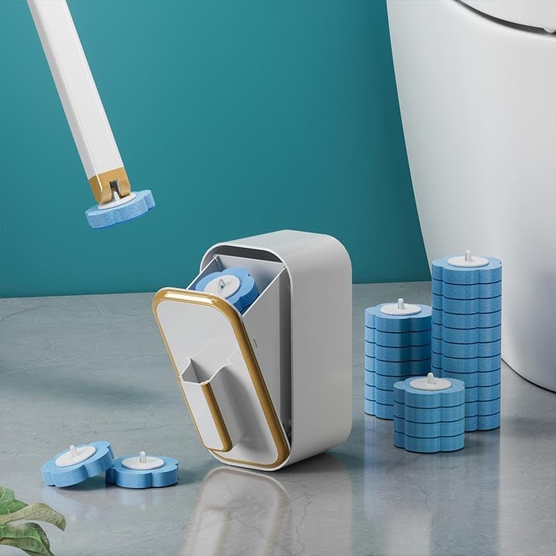 Ensemble brosse de toilette murale innovante à têtes jetables