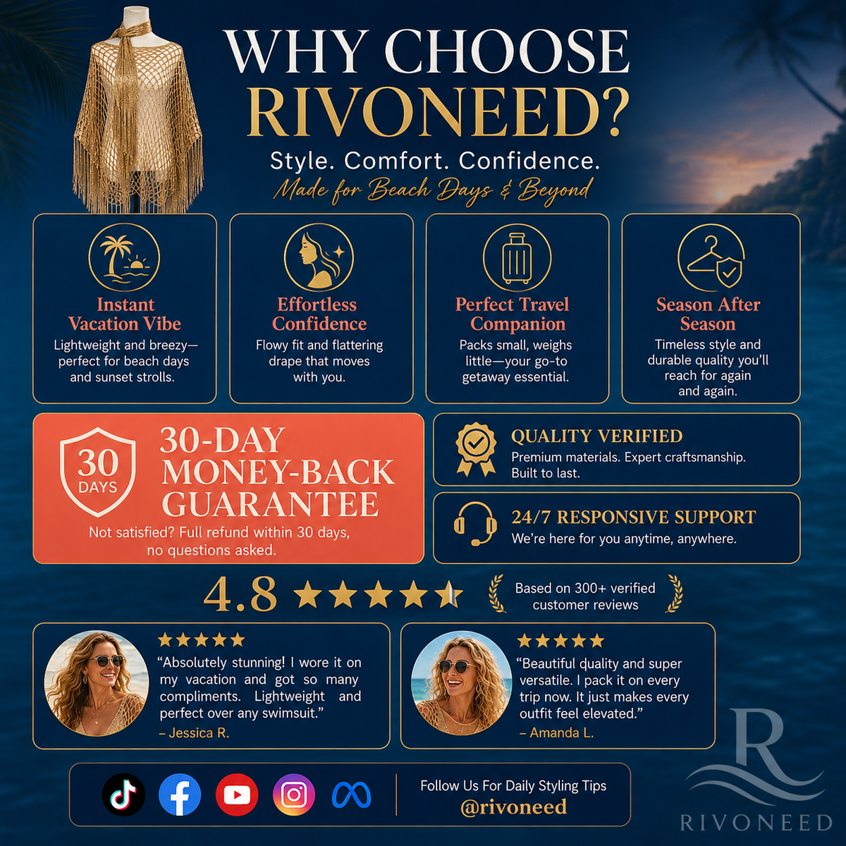 Paréo en crochet métallique d'été – Léger, fluide et élégamment stylé pour l'été