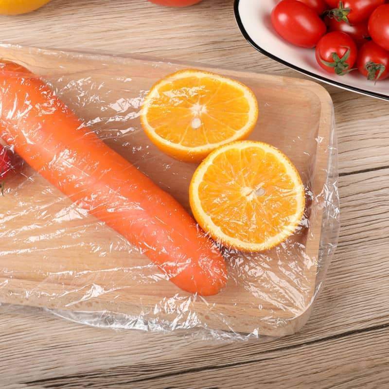 100 pièces de film étirable jetable pour bols et assiettes, couvercles élastiques pour récipients, alternative au film plastique pour les restes, les fruits, les légumes et les aliments.