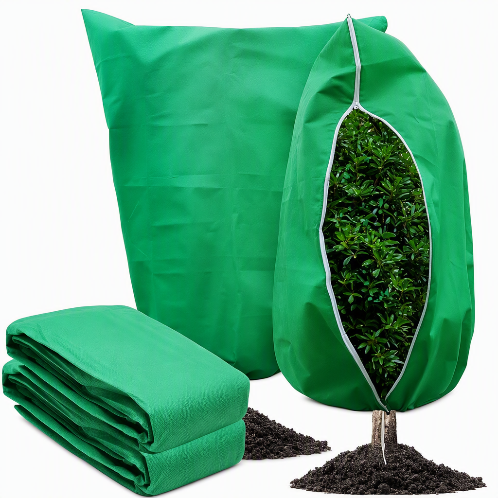 Housse de protection antigel non tissée pour plantes, protection contre le froid hivernal avec cordon de serrage et fermeture éclair pour arbustes et arbres