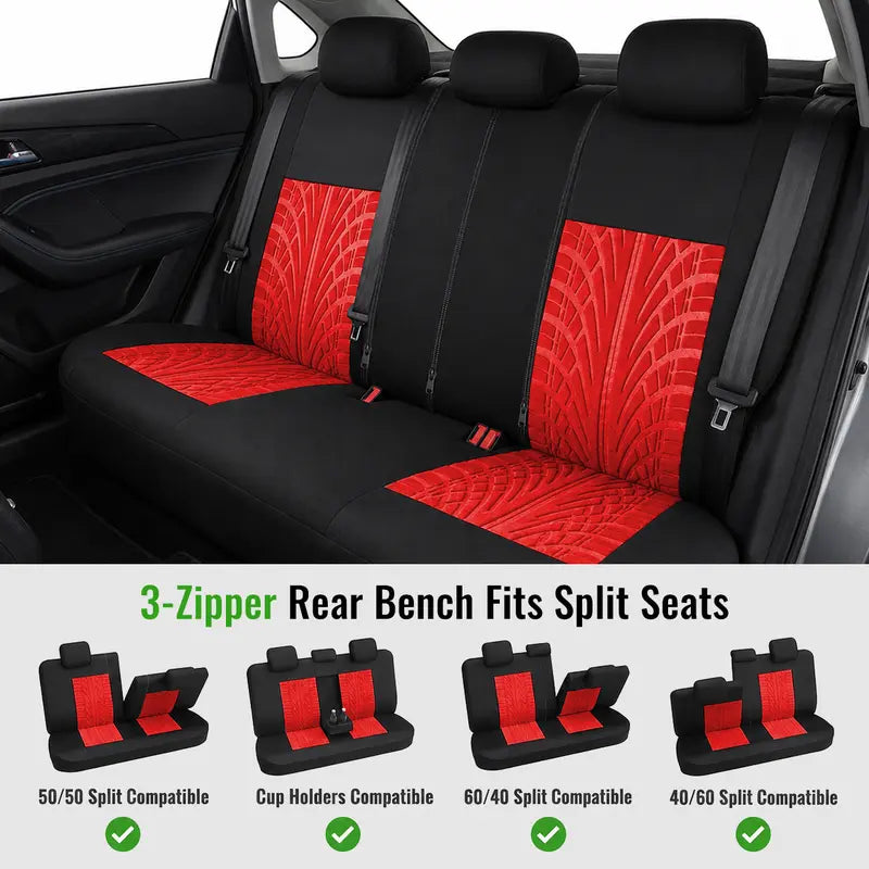 Housses de Siège de Voiture pour 5 Sièges Universelles, Protections de Siège Avant et Arrière de Voiture en Tissu Respirant, Compatibles Airbag, Protection Complète, Convient à la Plupart des Voitures et Camions