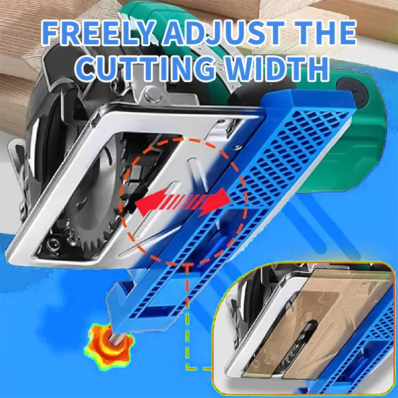 COUPES INSTABLES ? RÉGLEZ ÇA VITE ! Base de guidage réglable – Verrouillage bidirectionnel, ajustement libre de la largeur, installation rapide sans perçage – Résultats précis !