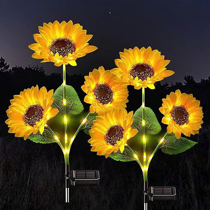 Lampes solaires Tournesol – Allumage/Extinction automatique, 14h d'éclairage, Étanchéité IP65