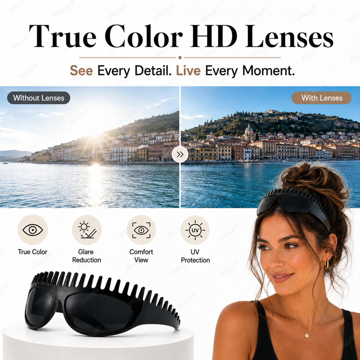 Nouvelles lunettes de soleil carrées tendance pour femmes – Luxe léger, protection UV, monture surdimensionnée, polyvalentes et stylées streetwear !
